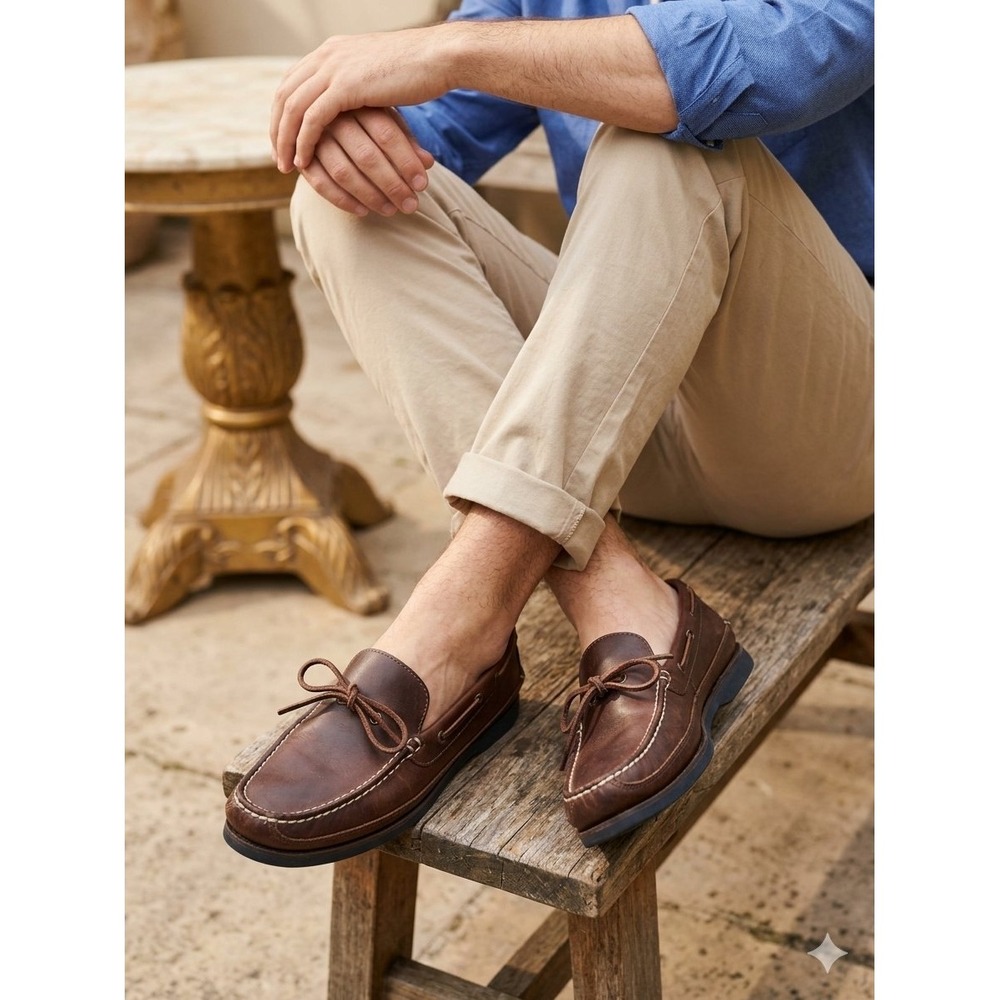Timberland Mens Brown Leather Boat Shoes 76070 Size 11M Classic Loafers